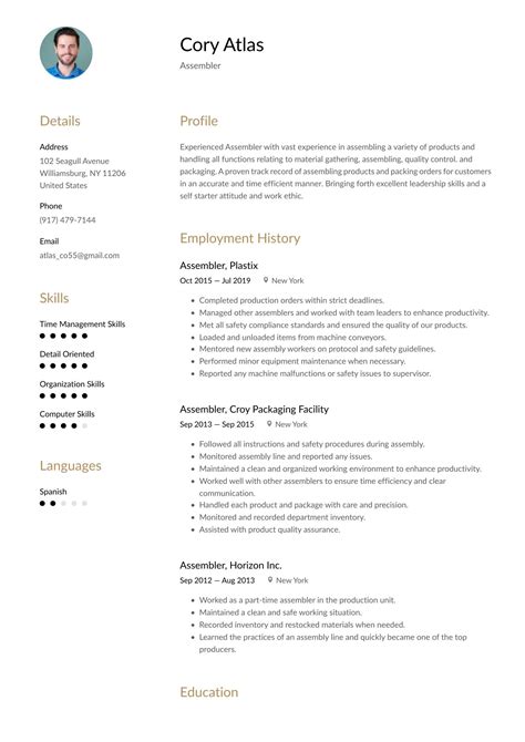 assembler resume sample|Assembler Resume Examples & Templates (2024) · Resume.io.
